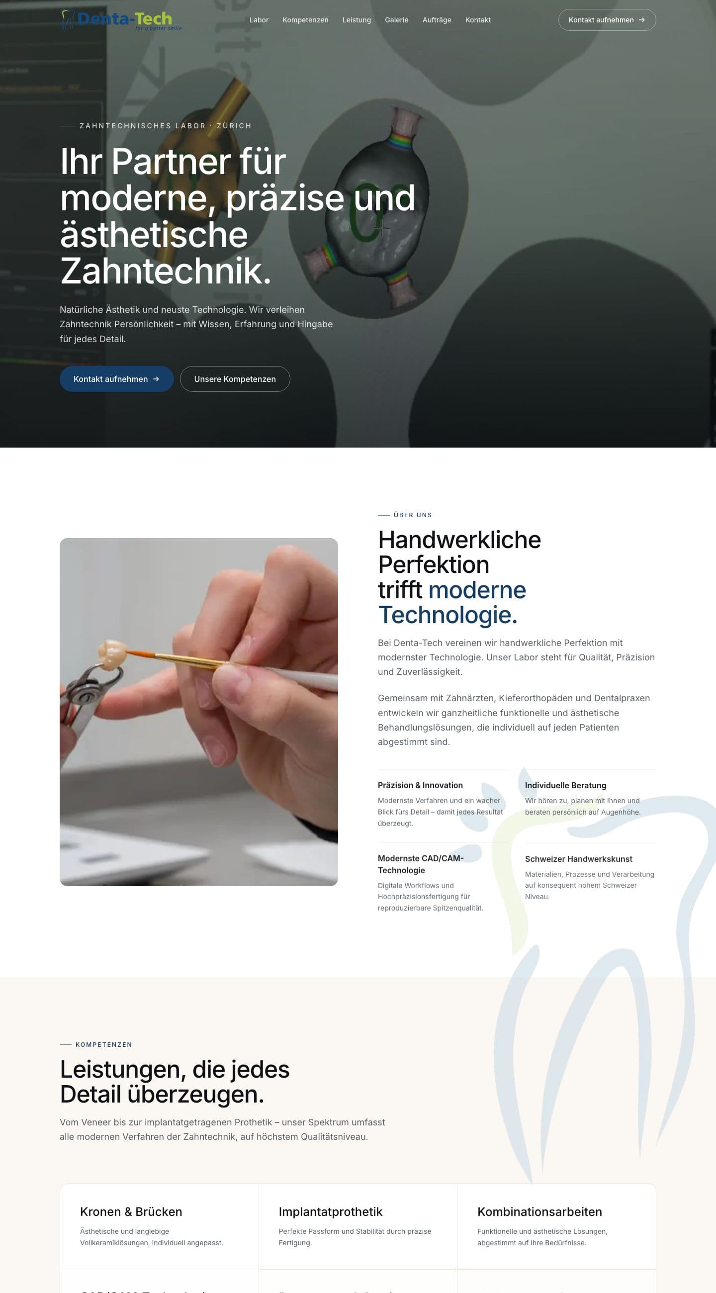 Screenshot der Website von Denta-Tech