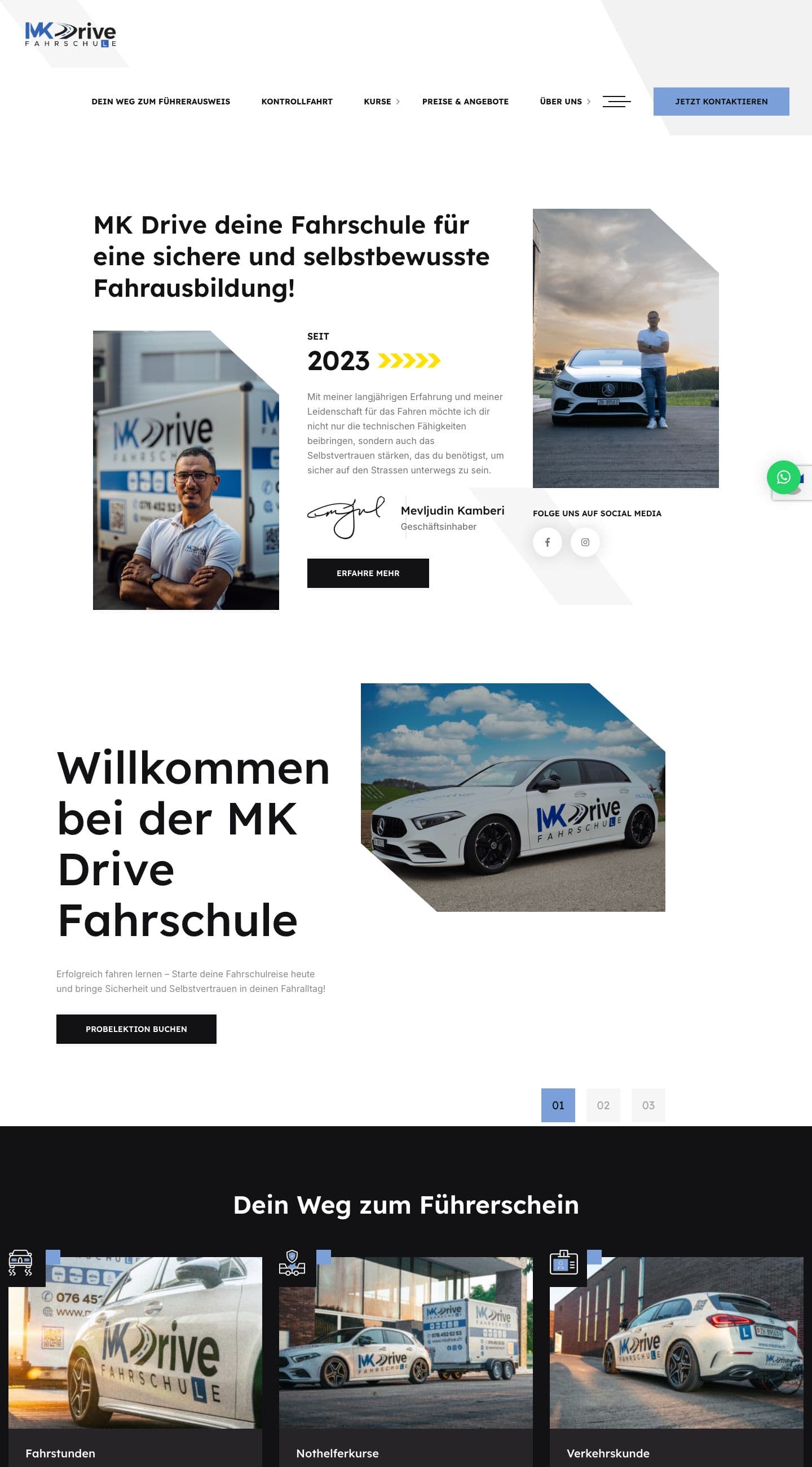 Screenshot der Website von MK Drive